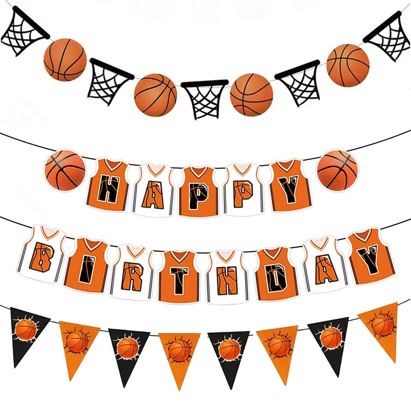 AliExpress - Bannières de joyeux anniversaire de basket-ball, décorations de fête sur le thème du basket-ball, guirlandes de basket-ball pour garçons 