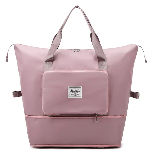 Sammenleggbar Reisesportsbag, Stor Kapasitet Sammenleggbar Sportsgym Bag, Lett Vanntett Bag Håndveske Håndbagasje rosa