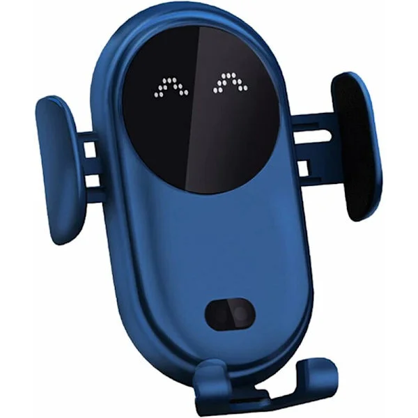 15W Wireless Car Charger, Automatic Clamping Wireless Phone Holder - For All Devices - Blue