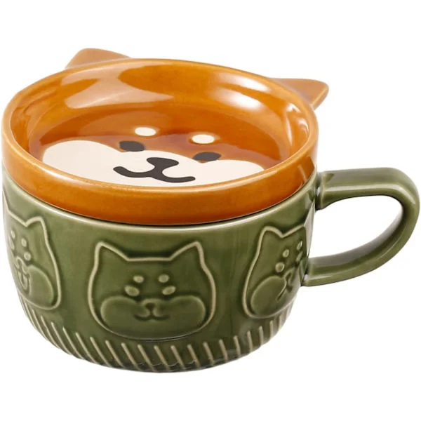 Søt hundekopp med lokk, dyre kaffekopp tekopp fat sett, bursdag eksamen gaver valentinsdag morsdag påske julegaver til kvinner mamma
