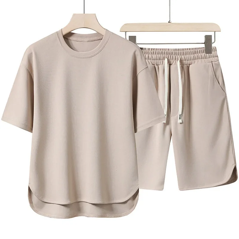 AliExpress - 2026 Sommer Neues Herren-Outfit: Rundhals-Kurzarm-T-Shirt + Shorts, Zweiteiliges Set, Locker Sitzend, Outdoor-Sport, Lässiger Einfarbiger