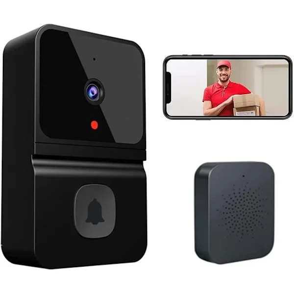 Trådløs dørklokke med kamera, 1080P trådløs videodørklokke med ringeklokke, tovejs lyd, IP65 vandtæt, SD- og cloud-lagring, Tuya Smart