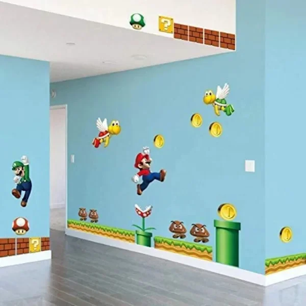 Super Mario klistermärke för plantskola, sovrum, inredning, väggdekaler