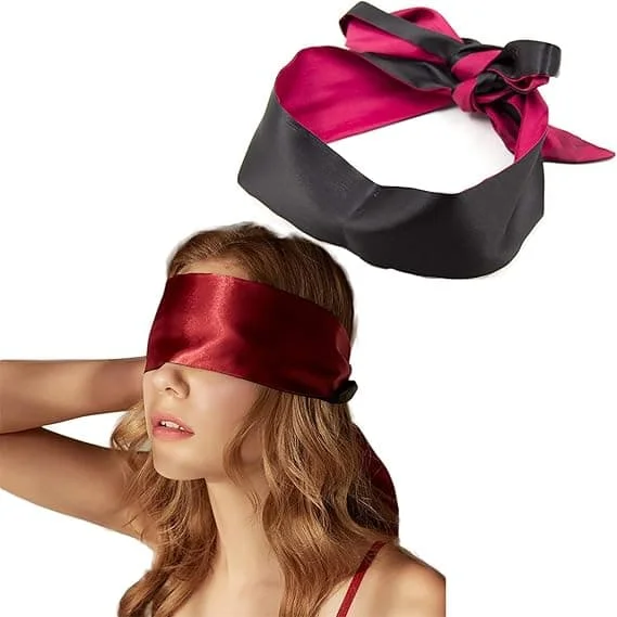 1 STK Komfortabel Silke Øyebind Midjebelte Glatt Sovemaske Unisex Myk Justerbar Stropp for Valentinsgave Rose rød+svart