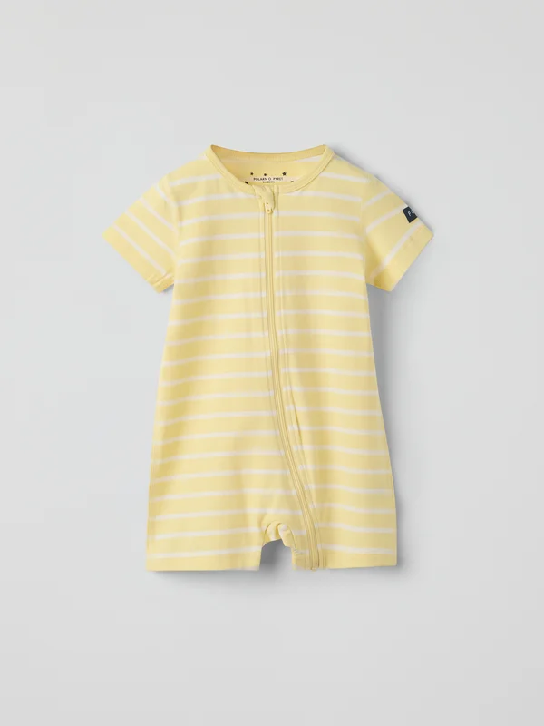 Polarn O. Pyret - Short sleeve pyjamas all-in-one striped - 50 - 56 - Childrenswear - yellow