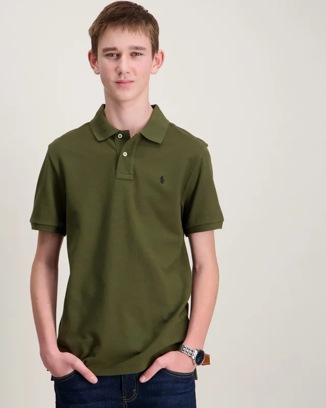 Polo Ralph Lauren Slim Fit Cotton Mesh Polo Shirt Groen Polo-/rugbyshirts Jongens - Kids Brand Store