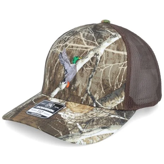 Wild Spirit - Camo trucker Casquette - Mallard Duck Embroidery Realtree Edge/Brown A-Frame Trucker @ Hatstore
