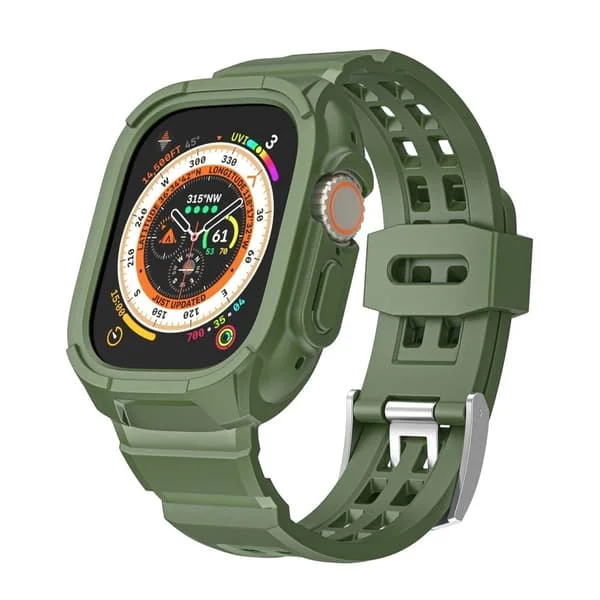 Apple Watch Ultra 49mm / Ultra 2 49mm Matte Flexible Strap Integrated Design Wristband - Military Green Green