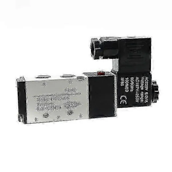 Pneumatisk elektrisk magnetventil 4V210-08 5-vägs 2-läges kontroll luftgas magnetventil 12V 24V 220V 4mm-12mm slangkopplingar