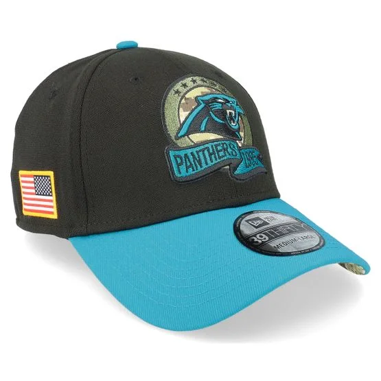 New Era - NFL Černá flexfit Kšiltovka - Carolina Panthers M 39THIRTY NFL Salute To Service 22 Black/Teal Stretch Fit @ Hatstore