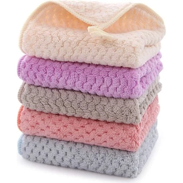5 delar handduk, handduk, kökshandduksset, korallfleece hängande handduk, superabsorberande snabbtorkande bältesspänne