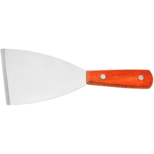 Rostfri stekspade, metallspatlar vändare skrapa för gjutjärnspanna, grillspatel med trähandtag, liten vinklad spade—yux