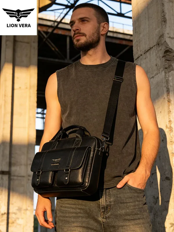 AliExpress - LION VERA Sac à main en cuir véritable pour homme, sac de travail décontracté, sac de transport portable, sac bandoulière, sac pour 
