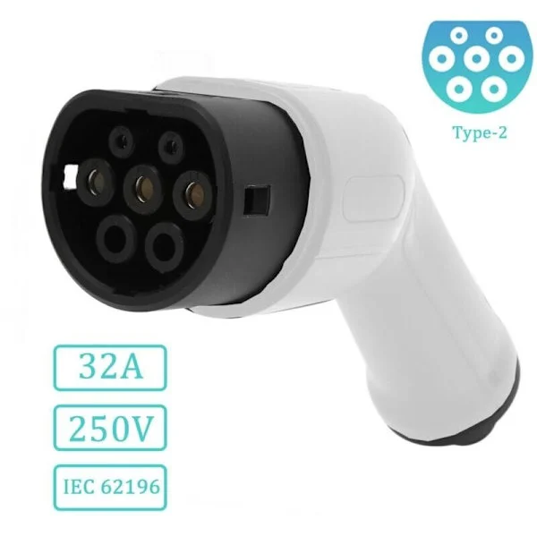 EV + Ladekabel for Elbil Plugg Type 2 IEC 62196. Erstatningskabel for Elbillader Plugg. 32A IP44 Beskyttelse EU 250V