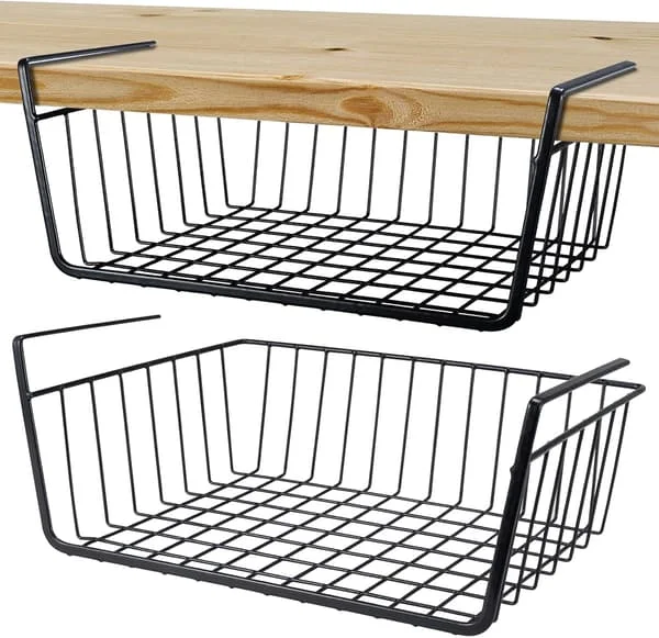Under Shelf Opbevaring Hængende Opbevaringshylder Kurve Wire Slides Under Desk Hylde Køkken Opbevaring Under Shelf Opbevaringskurve(Medium 2 stk)