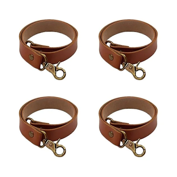 4 Pcs Curtain Tiebacks Classic Leather Window Decoration Metal Buckle Bedroom