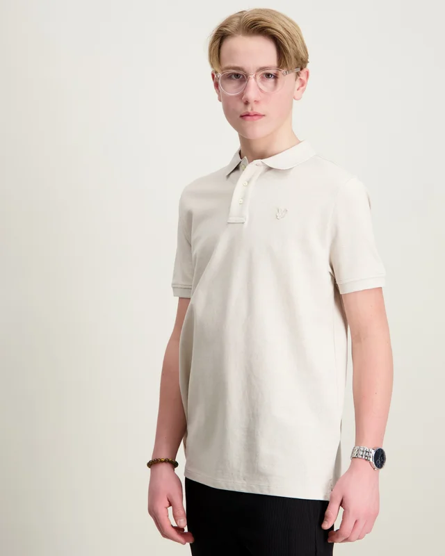 Lyle & Scott Linen Blend Polo Shirt Beige Pique Gutt - Kids Brand Store