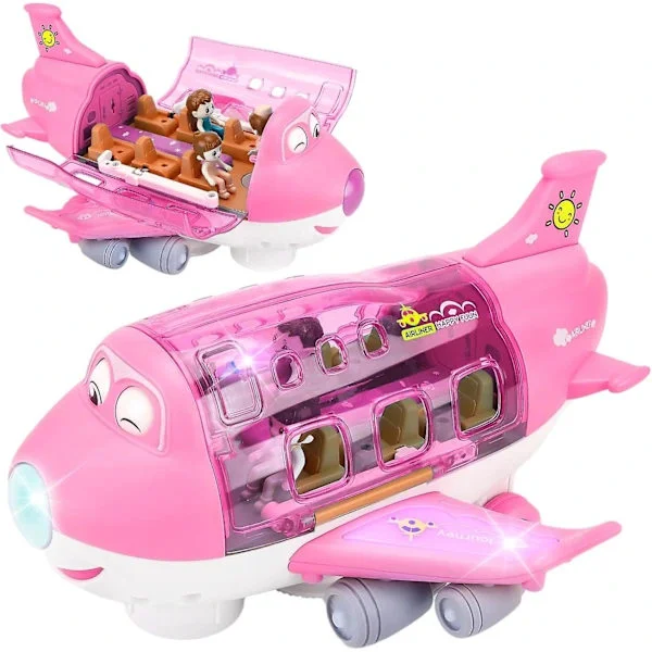 Legetøj til piger fra 3 år og opefter — 360-graders roterende fly med LED-lys og lydeffekter: Det perfekte Barbie-fly — En fantastisk gave til småbørn