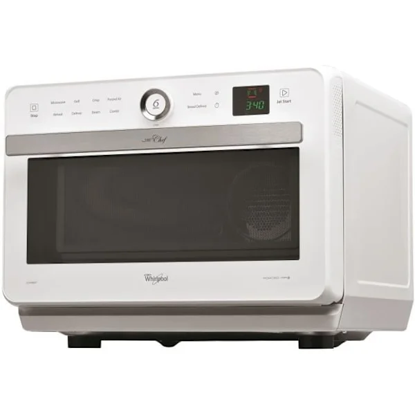 WHIRLPOOL JT469WH - Mikrovågsugn Jet Chef - 33 L - 6: e SENS Combi Crisp Steam - Rostfritt stålhål - 36 cm skivspelare - Vit