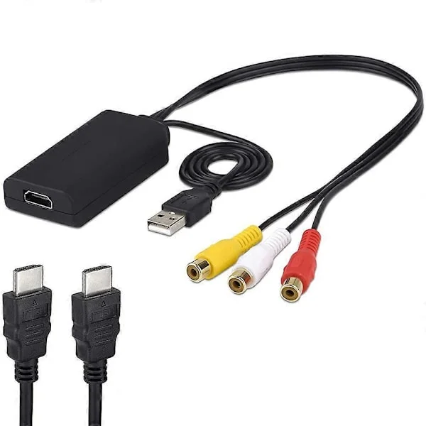 HDMI to RCA Cable, HDMI to RCA Converter, AV 3RCA CVBS Composite to 1080P HDMI Audio Video Adapter Supports NTSC