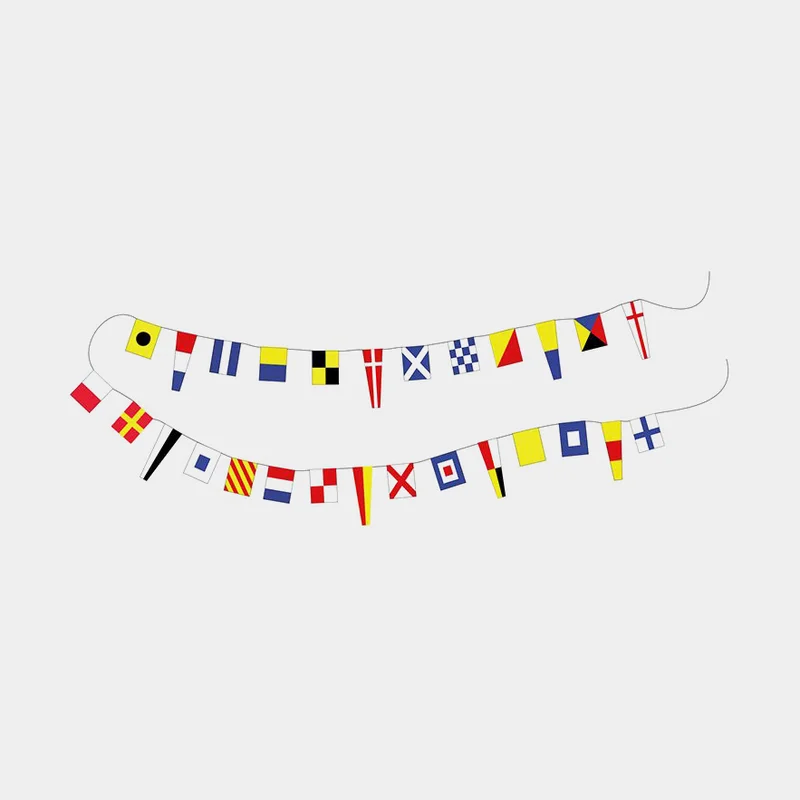 Guirlande de pavillons de signalisation Adela, 36 pavillons, 30 x 10 cm / 18 x 14 cm, 11 m