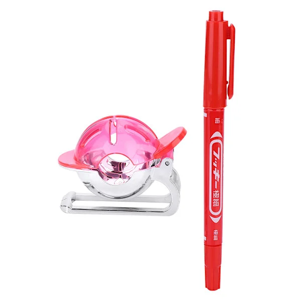 Golf Ball Liner Line Marker Drawing Template Alignment Tool with Pen Accessory (Red)