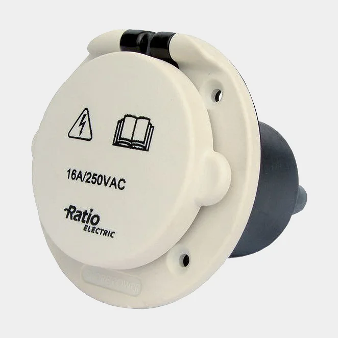 Shore power inlet Ratio, 250 V, 16 A, CEE (male), with Easy Lock System, fiberglass/nylon