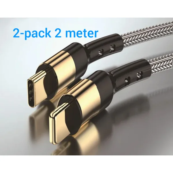 2-Pack Laddare för iPhone - USB-C - Kabel / Sladd - 20W - 2m - Snabbladdare GULD-SVART