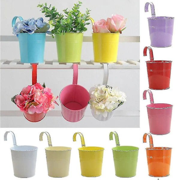 10x Henge Metall Blomsterbøtte Plantekasse Hjemmedekor Hage