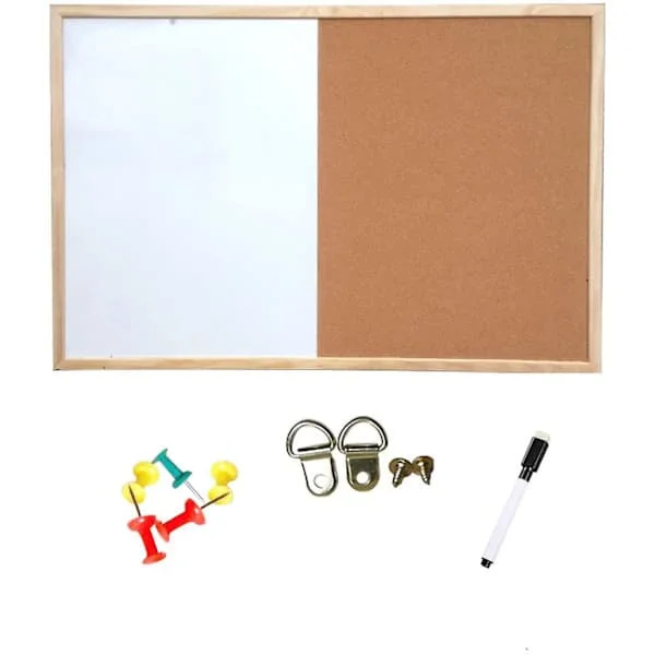 KXJ-Whiteboard med whiteboard og korktavle, 30x40 cm kombination whiteboard korktavle til kontor boligindretning