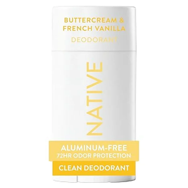 Naturlig deodorant, 72-timers luktkontroll, aluminiumsfri deodorant for kvinner og menn med naturlige ekstrakter, krem og fransk vanilje, 2,75 oz