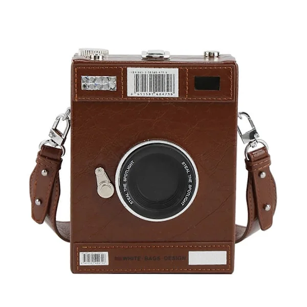 Women's Bag Camera Shaped Crossbody Bag PU Leather Shoulder Bag Shopping Bag Retro Messenger Bag for Daily Use brown brown