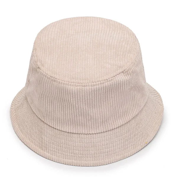 Bøttehatt Cordfløyel Beret Dekorativ Hatt Herre og Dame Street Basseng Hatt - Beige
