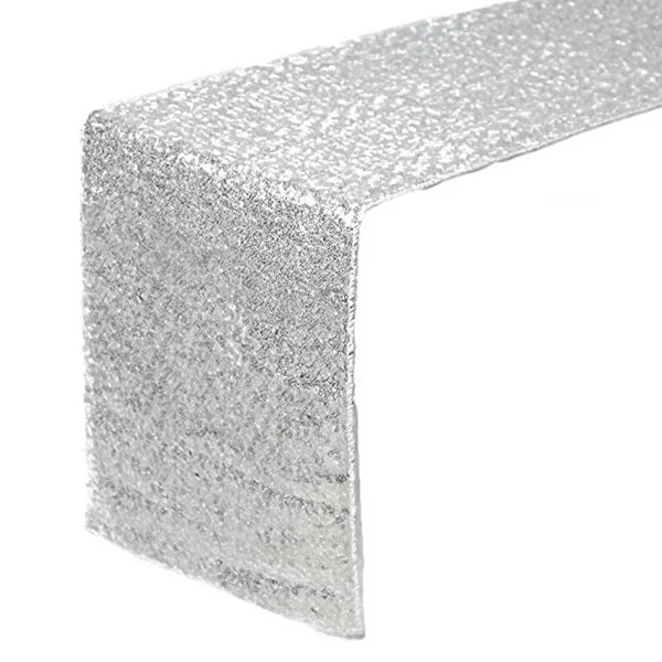 Tablecloth Polyester Fiber with Gold Sequins Table Cover for Table Home Wedding Decoration Silver 30x300cm/11.8x118.1in