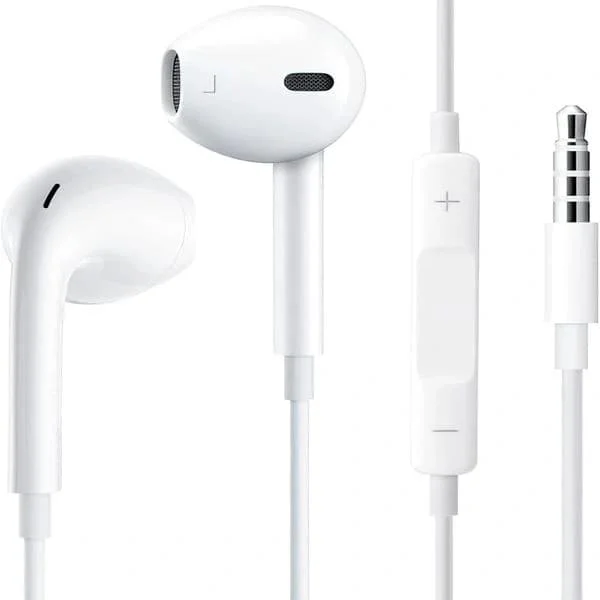 Hörlurar för iPhone, In-Ear-hörlurar med sladd, Stereoljudhörlurar med mikrofon och volymkontroll Kompatibla med iPhone iPad MP3 Sams Round Plug
