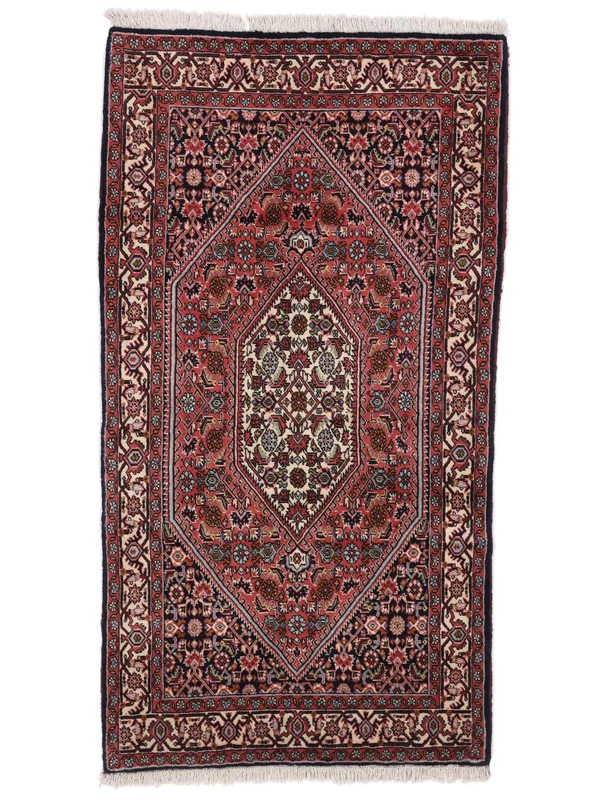 Bidjar Rug Hand Knotted 87X162 Black/Dark Red