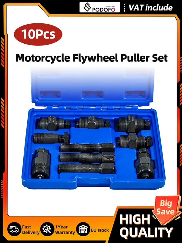 AliExpress - Podofo 10-teiliges Universal-Schwungradabzieher-Set, Schwungrad-Reparaturwerkzeug-Kit mit Aufbewahrungsbox für Motorrad und Auto
