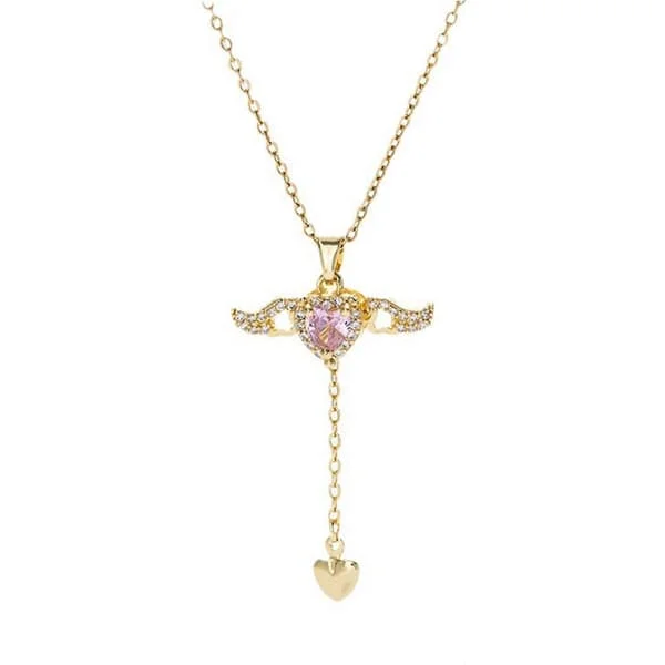 Choker-halskjede Legering Glitrende Rhinestones Engel Hjerte Anheng Halskjede Justerbar Lengde Halskjede