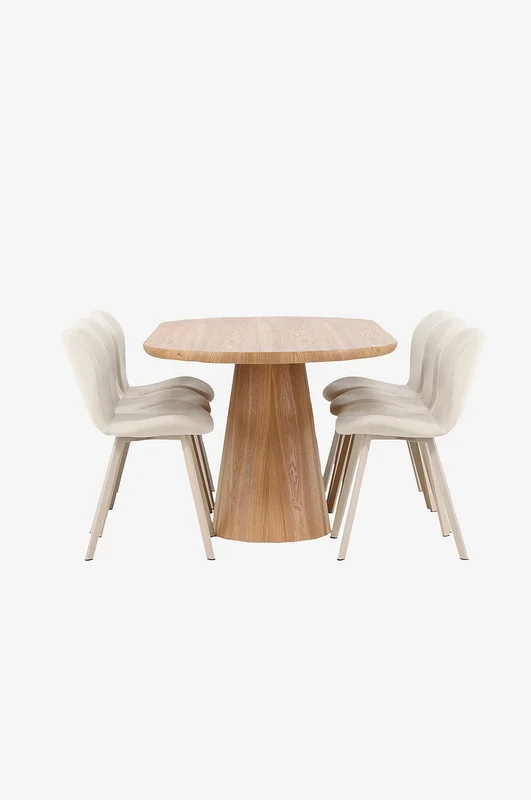 Venture Home - Spisebord Stjärnö med Lilja-stole - Beige - Spisebordssæt 6 personer - Fra Homeroom