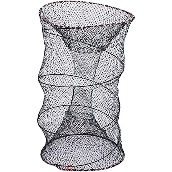 Fiske nät nylon galvaniserat nät fiske krabba kräftor hummer burk gjutning automatisk fällbar nät paraply bur-25cm×47cm