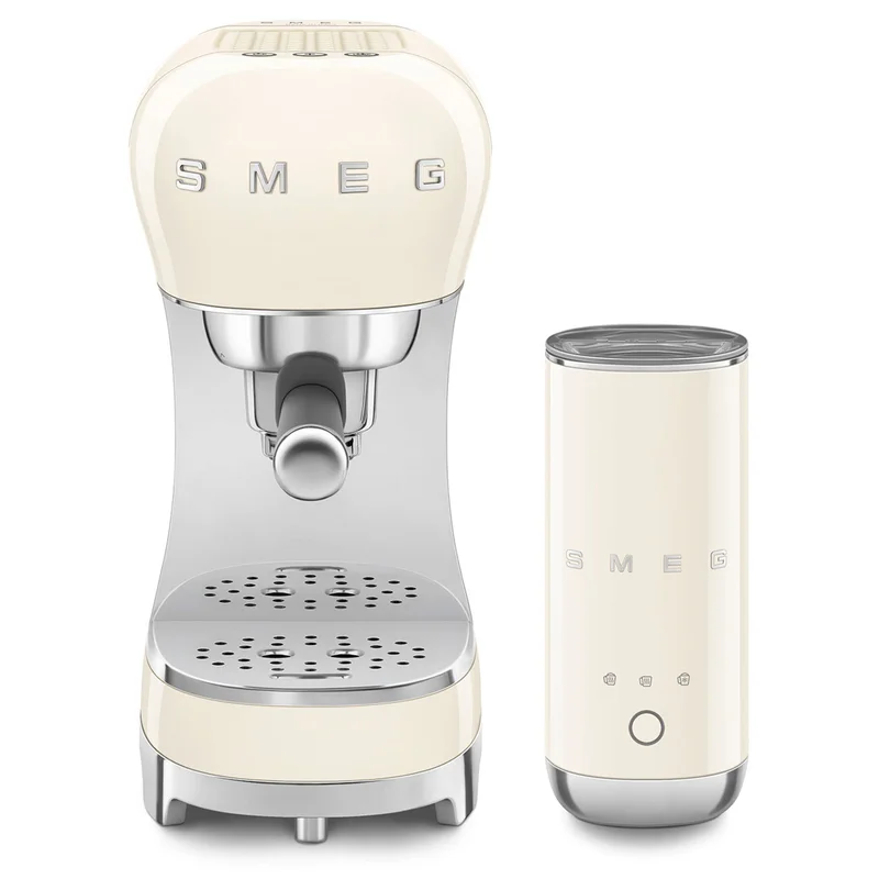 Smeg ECF12CREU manuell espressomaskin med melkeskummer, krem' - 'Creme