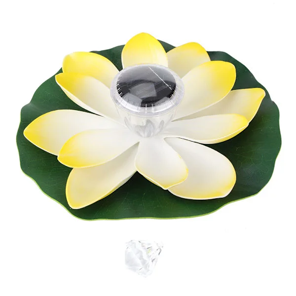 Soldriven LED Flytande Damm Lampa Vattentät Lotusblomma Lampa Färgskiftande Varmvit