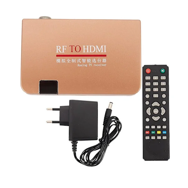 RF till HDMI-konverteringsadapter Analog mottagare Analog TV-box Digital box Fjärrkontroll EU-kontakt