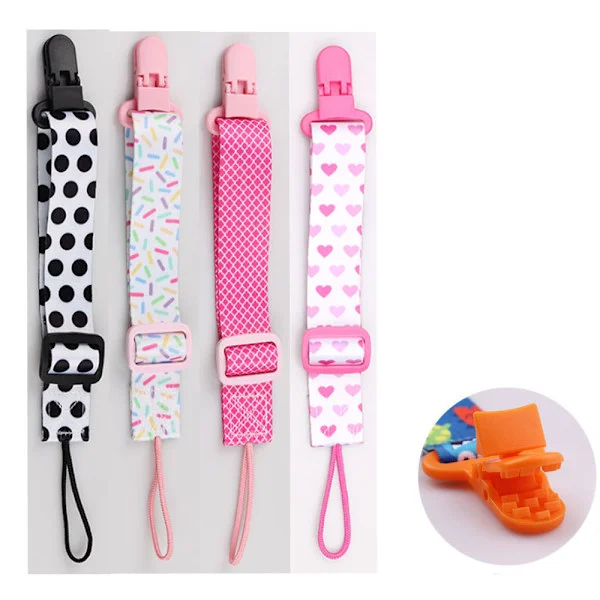 4 stk. Baby Smokk Klips - Justerbar, Stretchy, Vaskbar Smokk