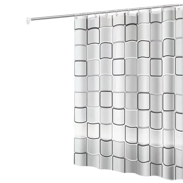 Waterproof Shower Curtain Thicken PEVA Fabric Long Bath Curtain Quick Dry Curtain Liner With Hooks For Home Large Plaid