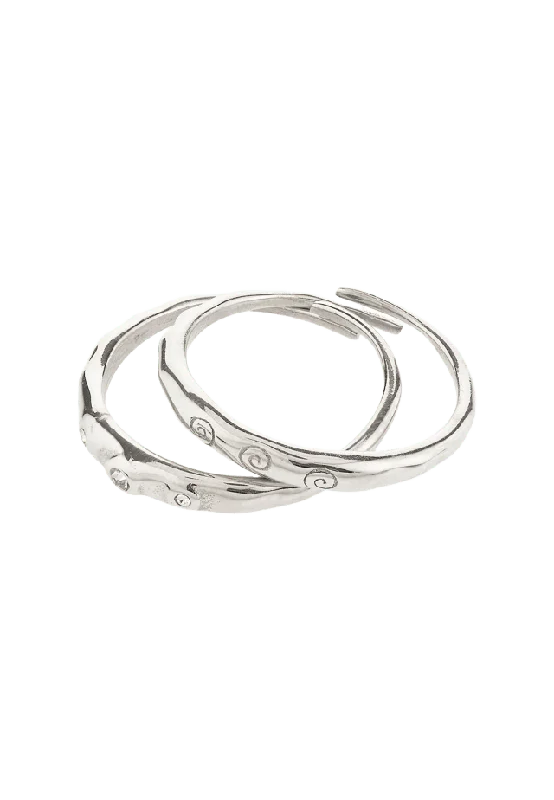Pilgrim FIRE ring 2-in-1 set, silver-plated Smycken & klockor Dam Silver ONESIZE