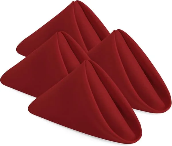 Servietter i stoff – 24-pakning, gjenbrukbare (Rød, 43 x 43 cm) Vinrød Wine Red