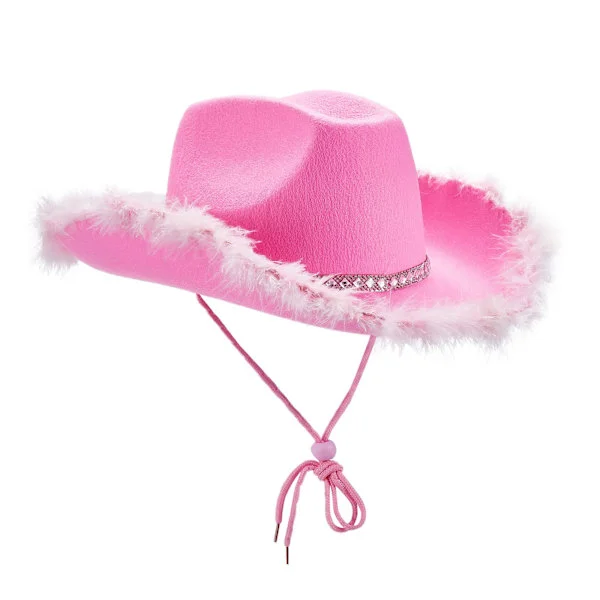 Dame Tiara Cowgirl Hatt Western Fest Hatt Tilbehør Disco Kostyme Cowboy Hatt Rosa GS