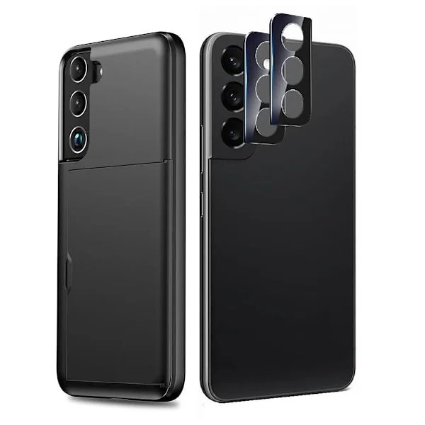 Lämplig för Galaxy S22 Plus telefonfodral stötdämpande dockningsfodral+2 linser Svart Galaxy S22 Plus+2 linser