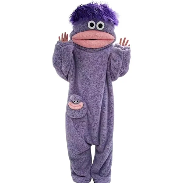 Big Mouth Onesie Voksne, Morsomme Onesie Pyjamas, Koselige Ultramyke Plysj Onesie Hjemmeklær, Lilla, L